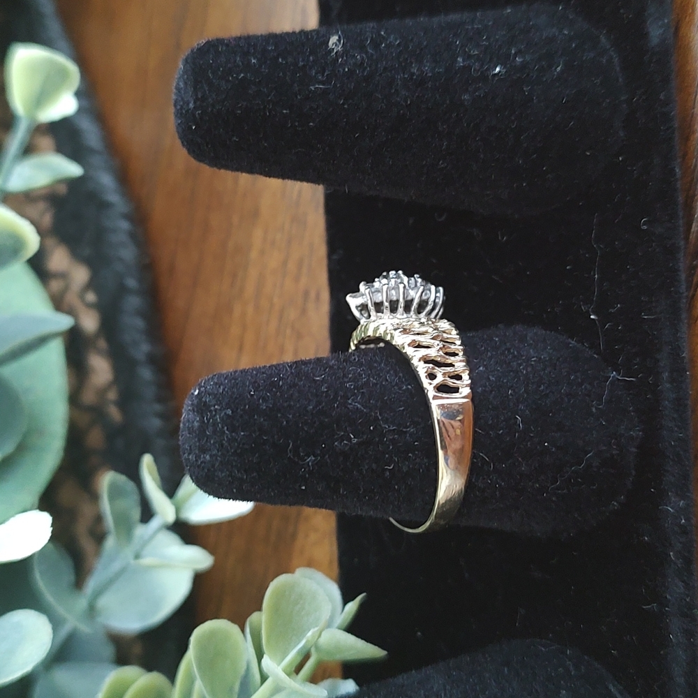 I0k Solid Yellow Gold Diamond Ring - image 2